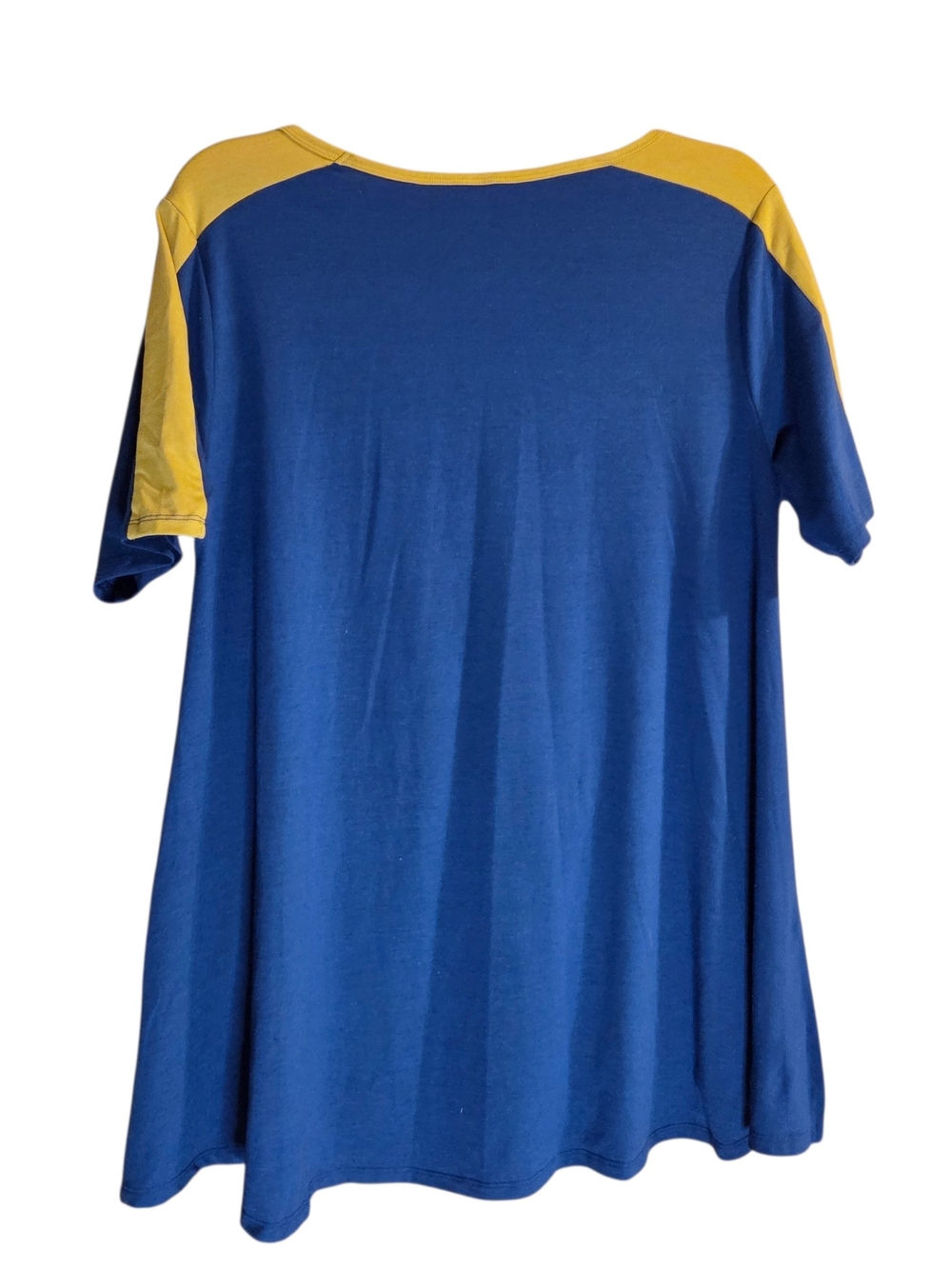 LuLaRoe Blue Tee with Yellow Trim - Picture 2 of 5
